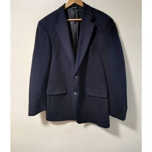 Bill Blass mens size 40 L blazer 100% camel hair navy blue
